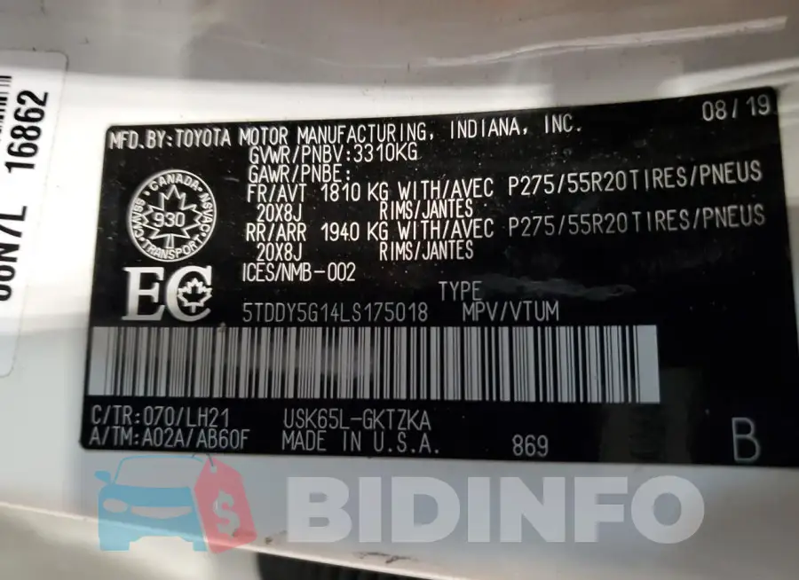 5TDDY5G14LS175018 Photo# 13