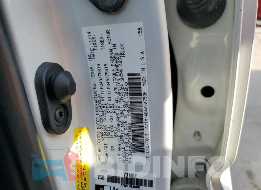 5TFJU4GN0FX071698 Photo# 13