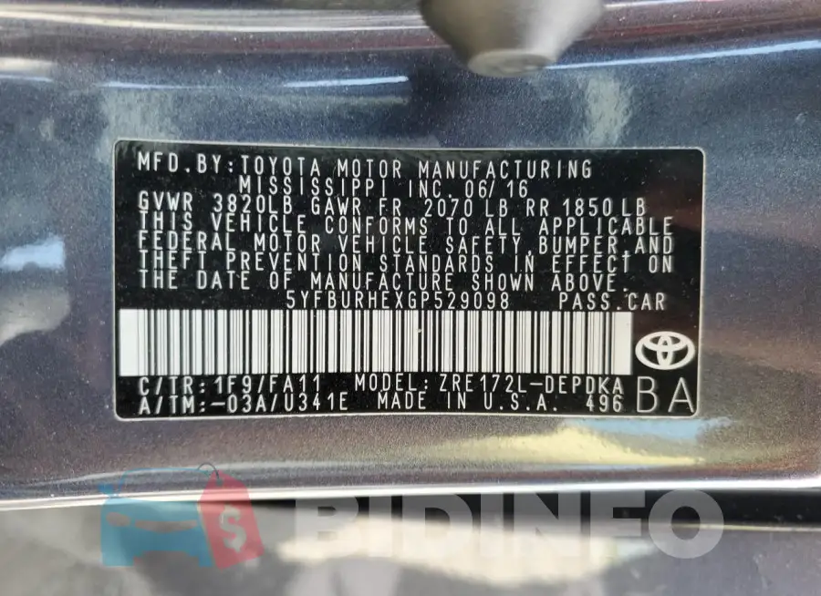 5YFBURHEXGP529098 Photo# 12
