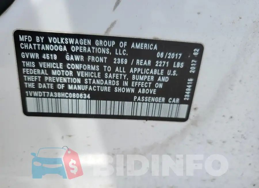 1VWDT7A38HC080634 Photo# 12