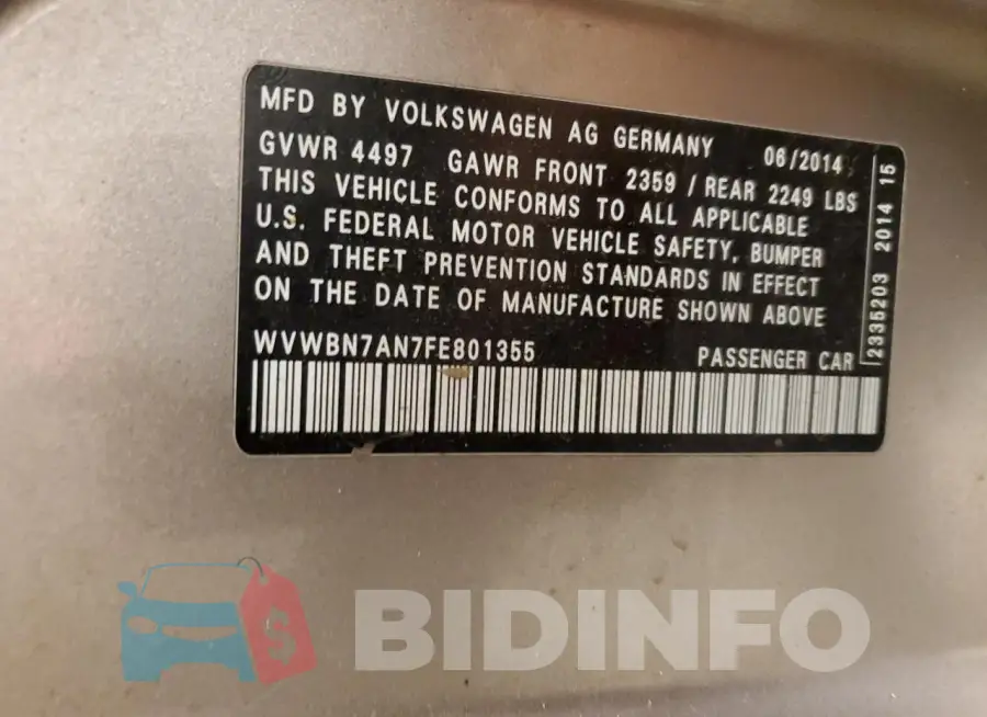 WVWBN7AN7FE801355 Photo# 12