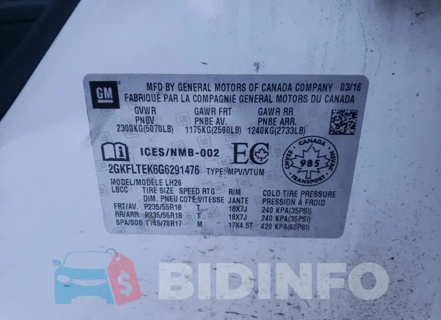 2GKFLTEK6G6291476 Photo# 14