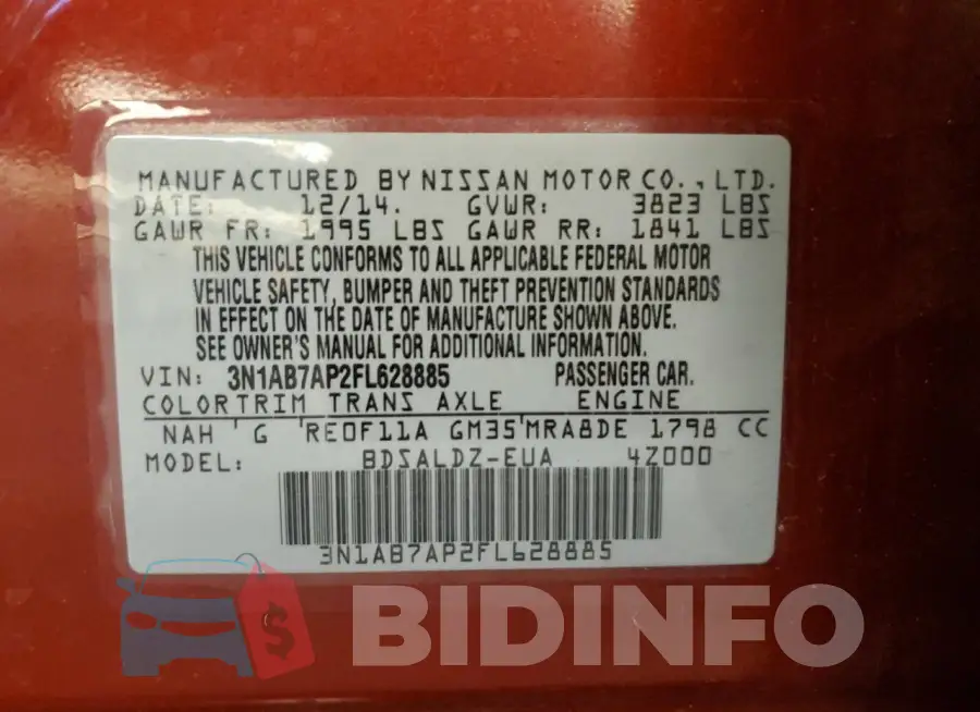 3N1AB7AP2FL628885 Photo# 12