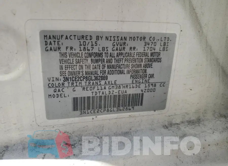 3N1CE2CP8GL362869 Photo# 12
