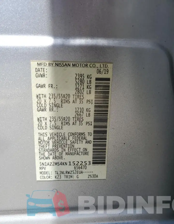 5N1AZ2MS4KN152253 Photo# 12