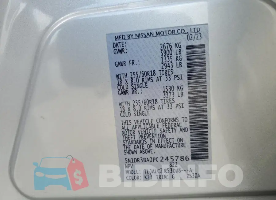 5N1DR3BA0PC245786 Photo# 13