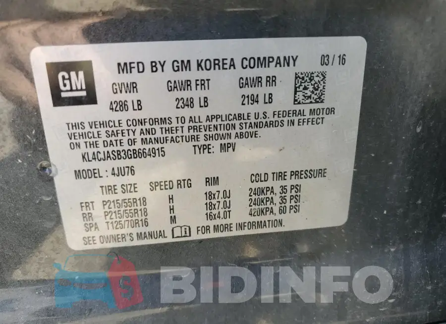 KL4CJASB3GB664915 Photo# 12
