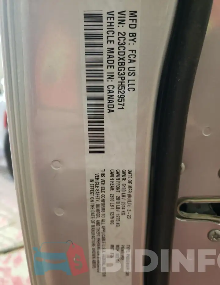 2C3CDXBG3PH529571 Photo# 13