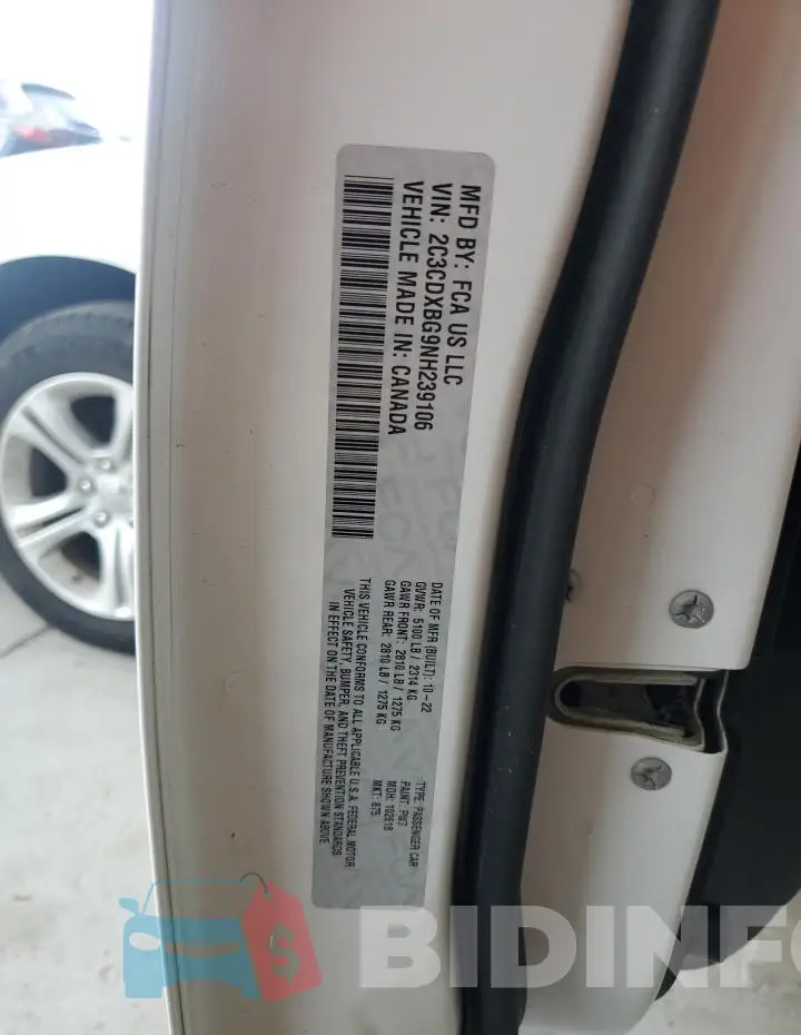2C3CDXBG9NH239106 Photo# 13