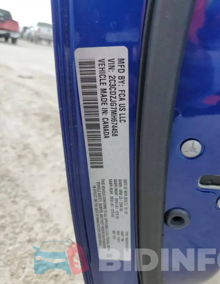 2C3CDZJG7MH674458 Photo# 12