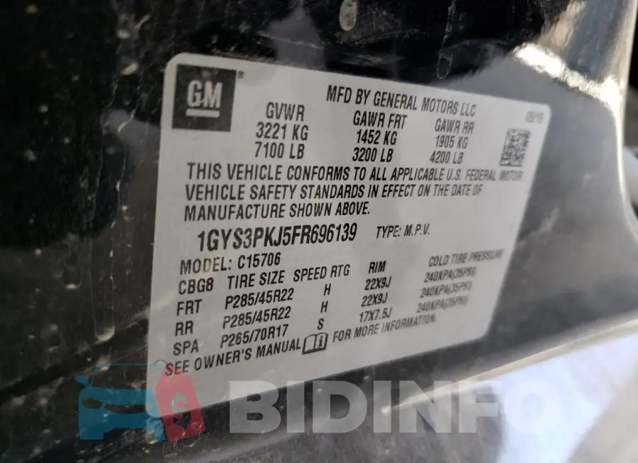 1GYS3PKJ5FR696139 Photo# 13