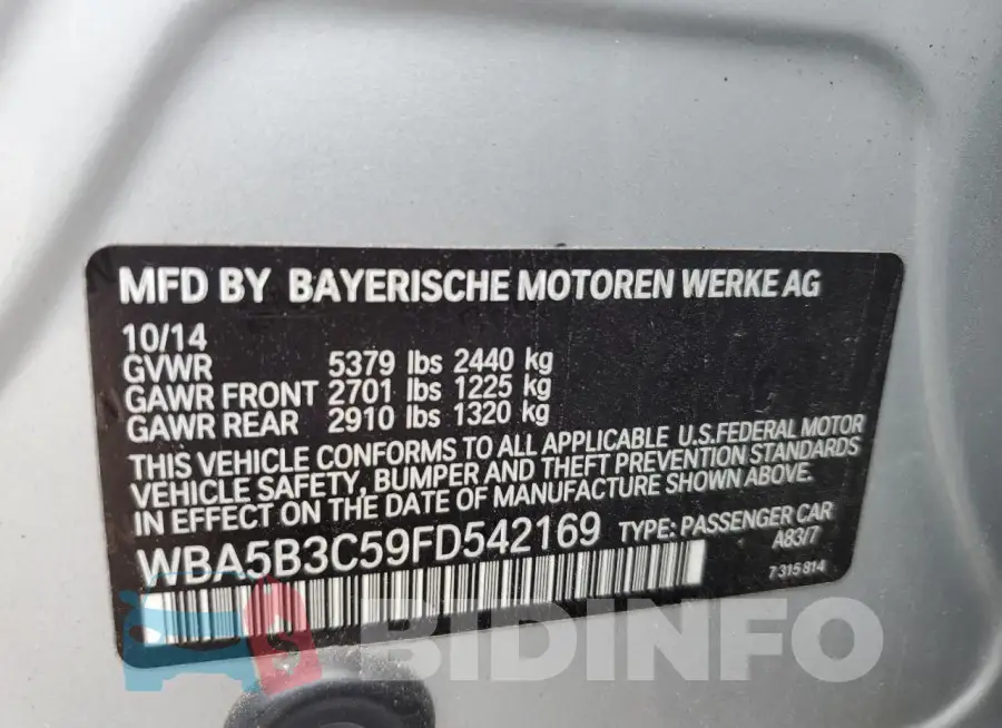 WBA5B3C59FD542169 Photo# 12