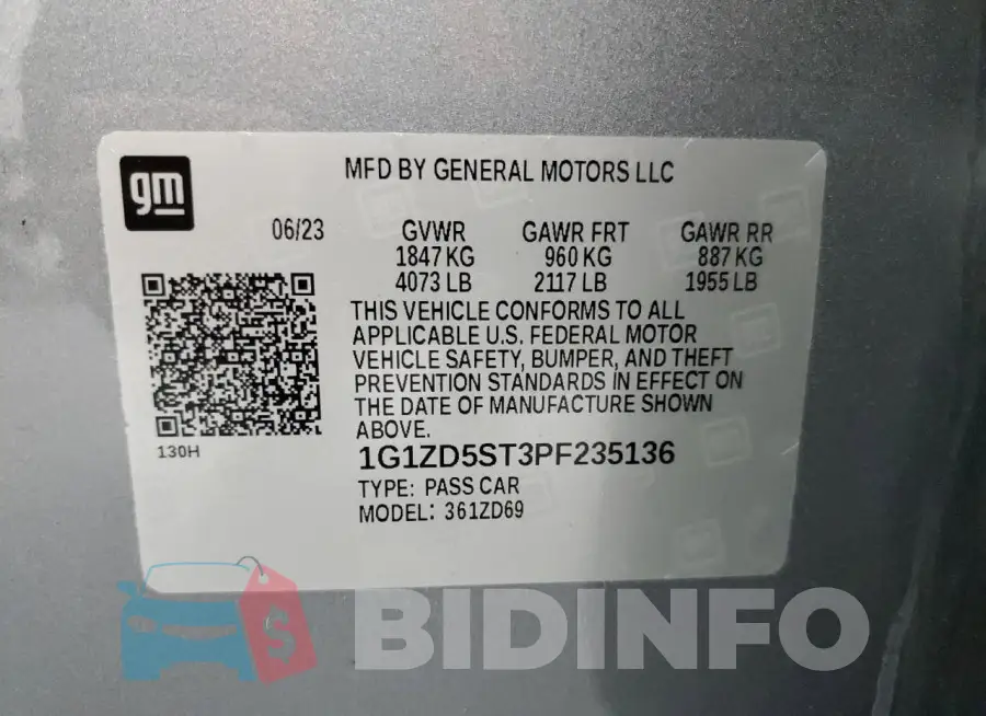 1G1ZD5ST3PF235136 Photo# 13