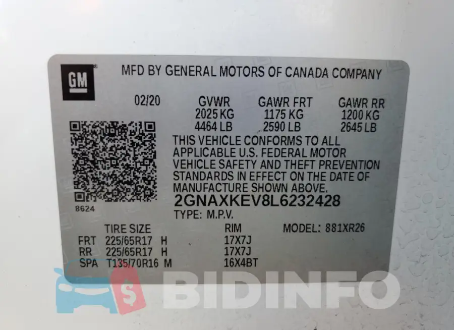 2GNAXKEV8L6232428 Photo# 13