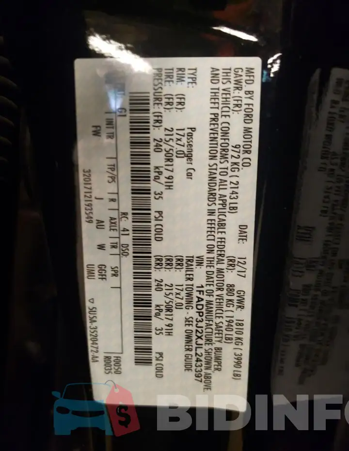1FADP3J2XJL243397 Photo# 13