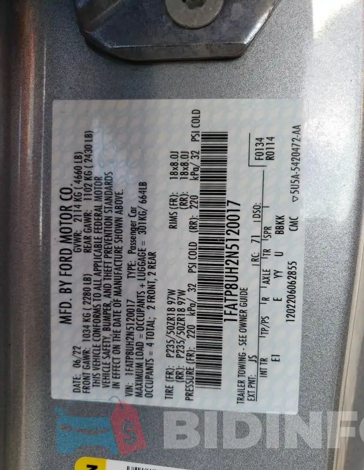 1FATP8UH2N5120017 Photo# 13