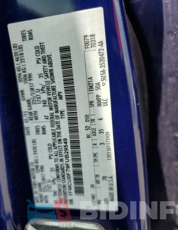 1FMCU0F79FUB29549 Photo# 12