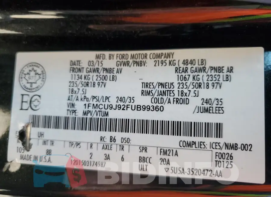 1FMCU9J92FUB99360 Photo# 13