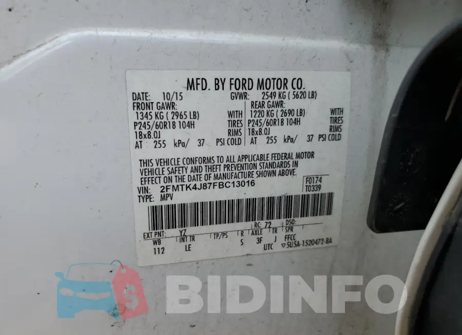 2FMTK4J87FBC13016 Photo# 13