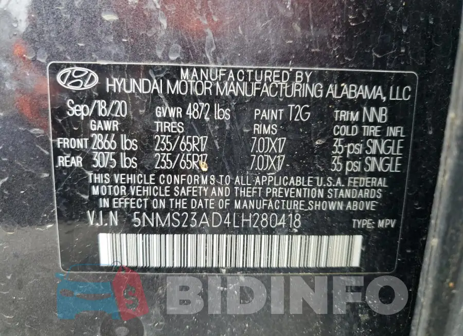 5NMS23AD4LH280418 Photo# 13