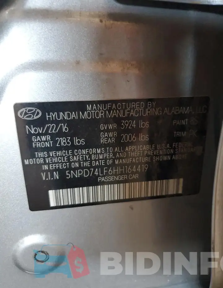 5NPD74LF6HH164419 Photo# 12