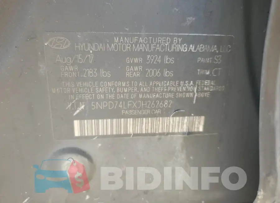 5NPD74LFXJH262682 Photo# 12