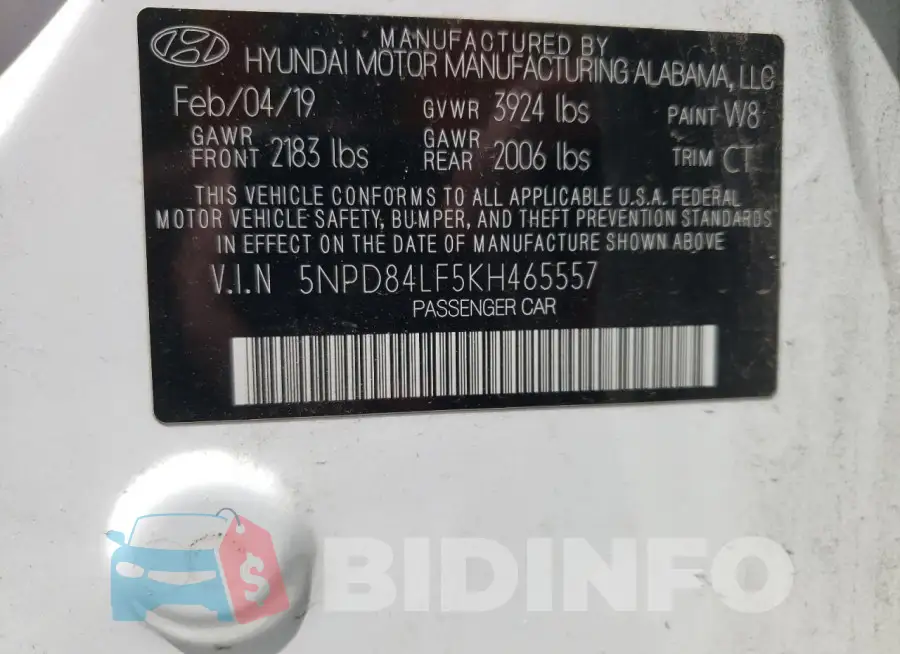 5NPD84LF5KH465557 Photo# 12