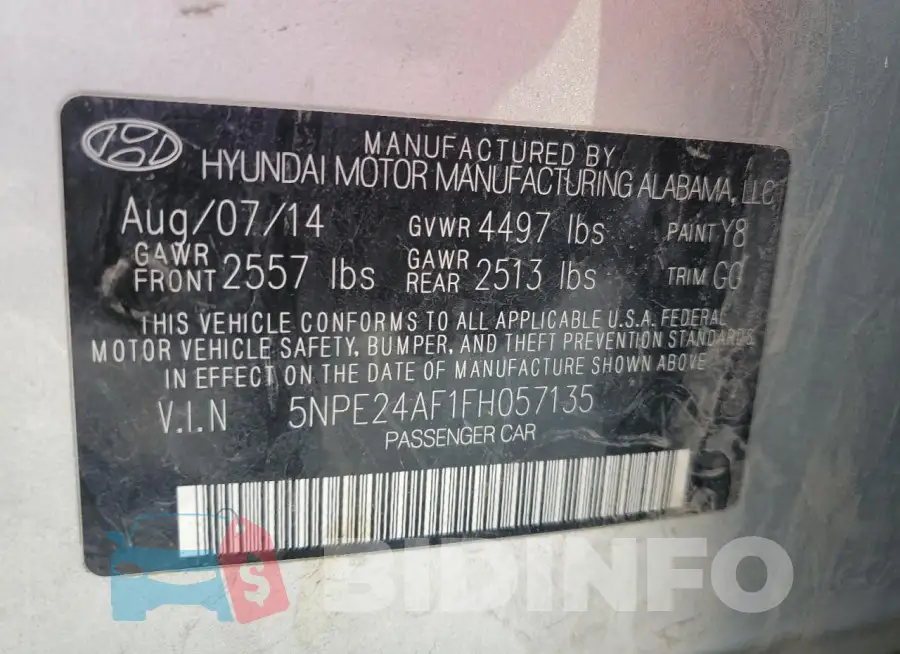 5NPE24AF1FH057135 Photo# 12