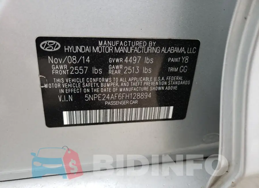 5NPE24AF6FH128894 Photo# 12