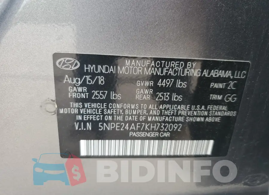 5NPE24AF7KH732092 Photo# 12