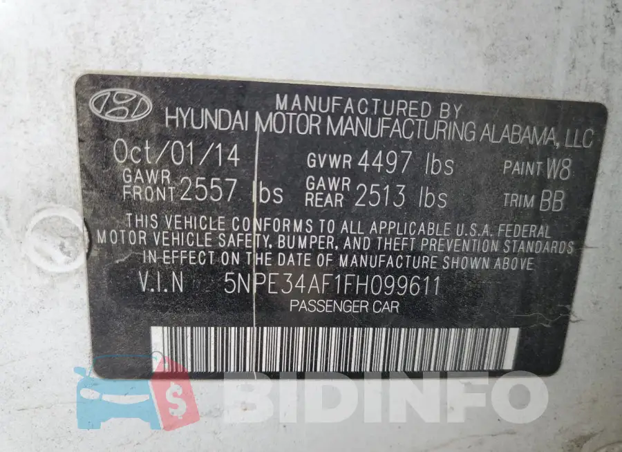 5NPE34AF1FH099611 Photo# 12