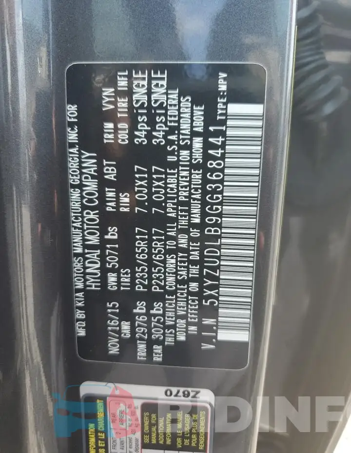 5XYZUDLB9GG368441 Photo# 12