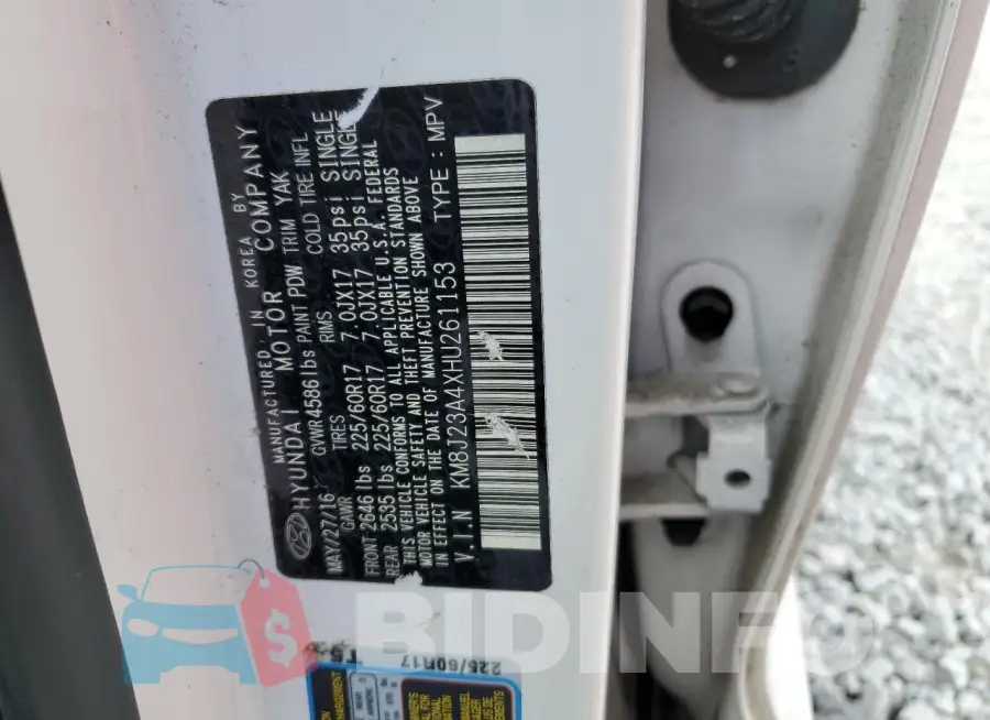 KM8J23A4XHU261153 Photo# 13