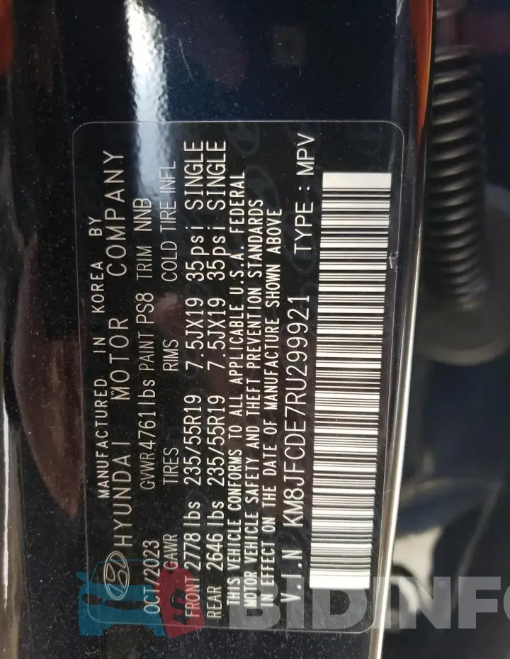 KM8JFCDE7RU299921 Photo# 12