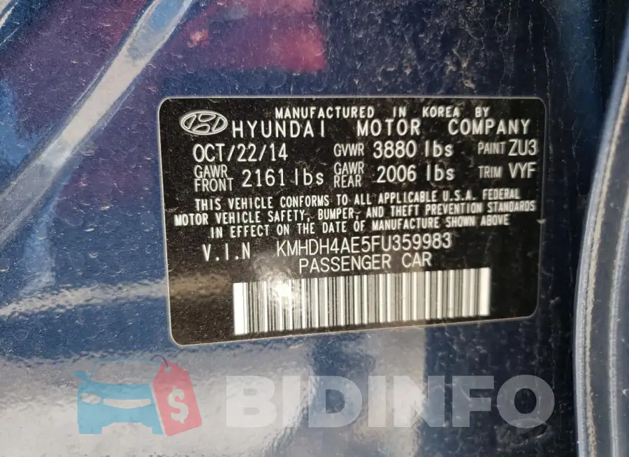 KMHDH4AE5FU359983 Photo# 12