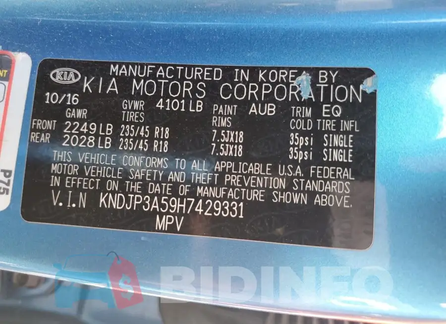 KNDJP3A59H7429331 Photo# 12