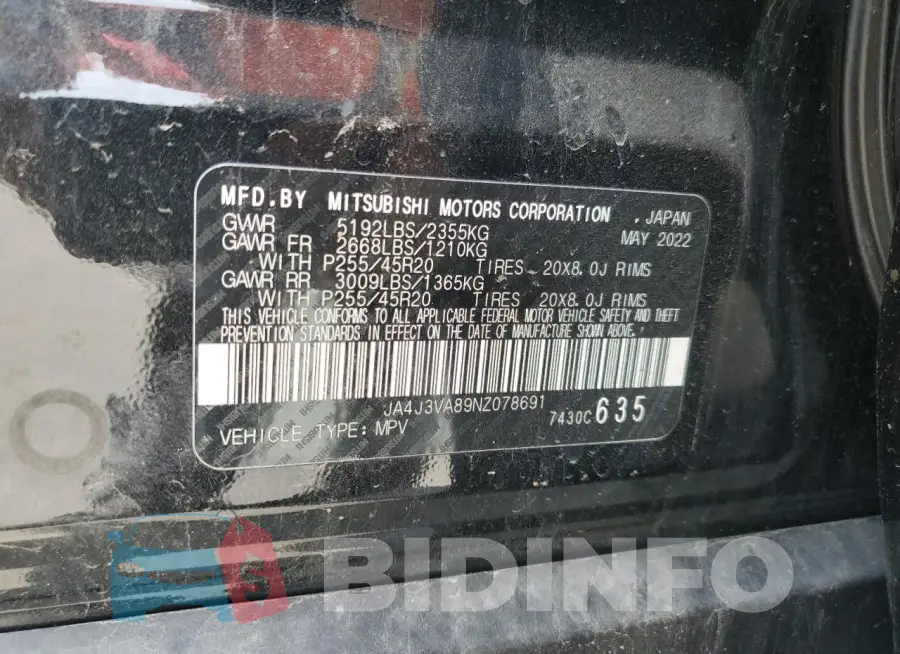 JA4J3VA89NZ078691 Photo# 12
