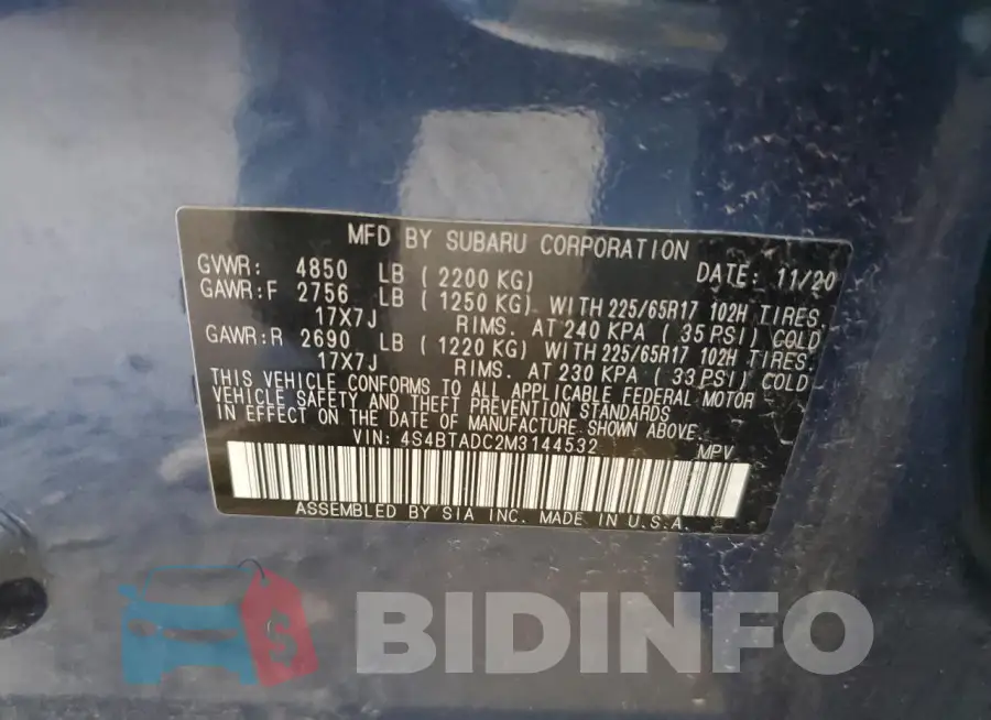 4S4BTADC2M3144532 Photo# 13