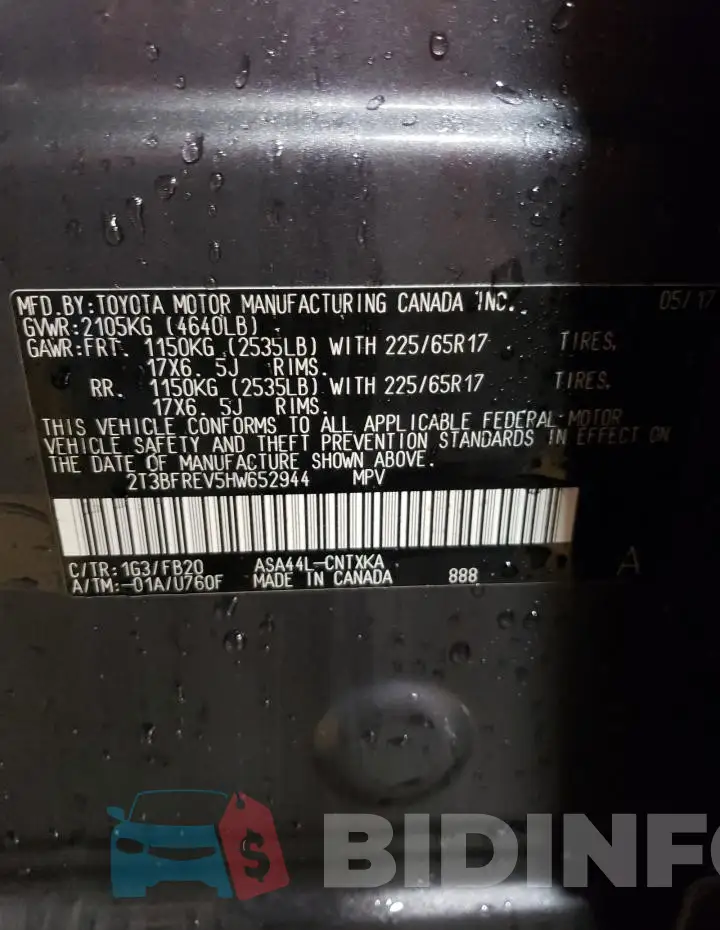 2T3BFREV5HW652944 Photo# 12