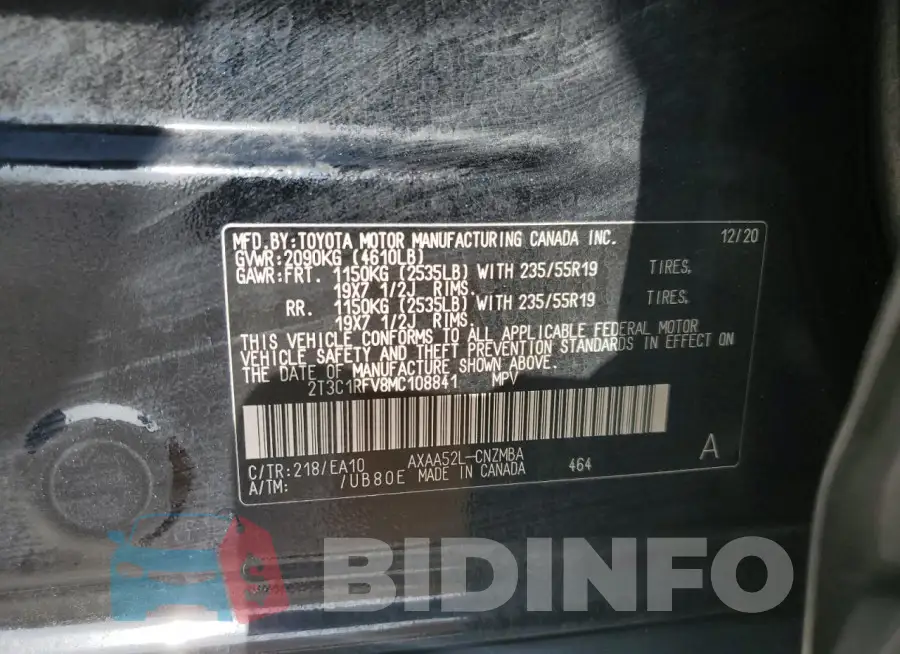 2T3C1RFV8MC108841 Photo# 13