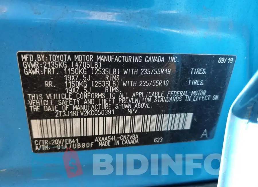2T3J1RFV2KC050391 Photo# 12