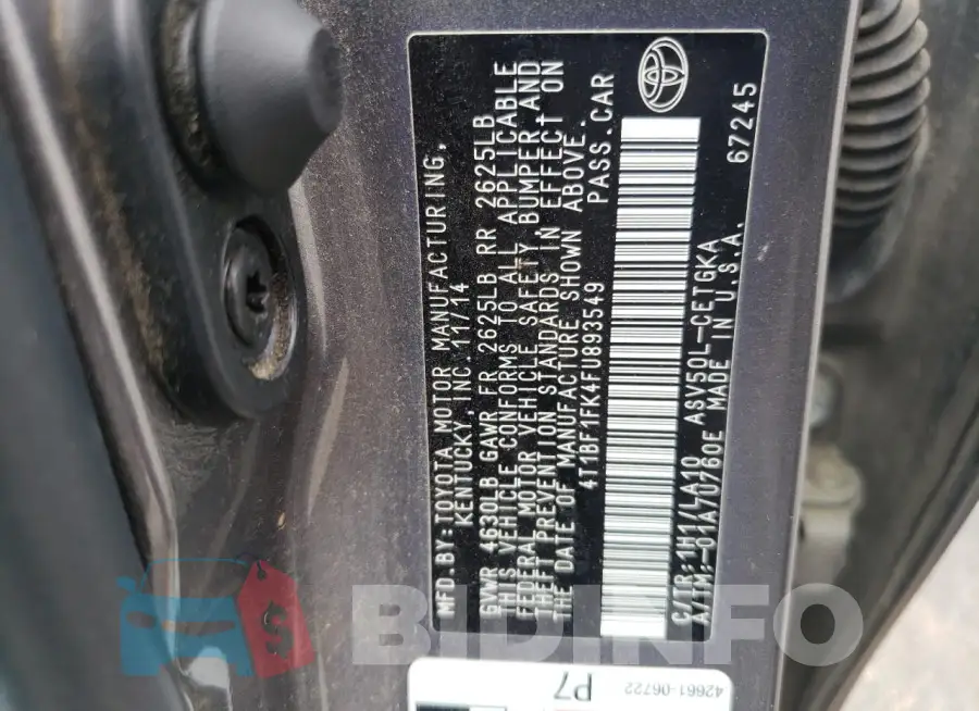 4T1BF1FK4FU893549 Photo# 13