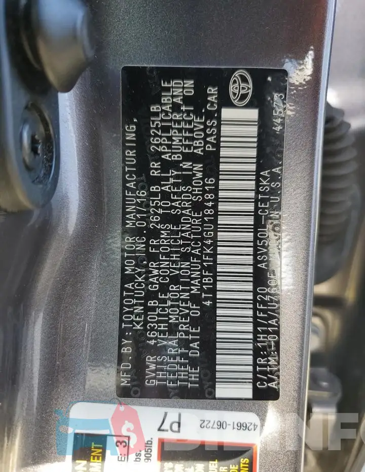 4T1BF1FK4GU184816 Photo# 12