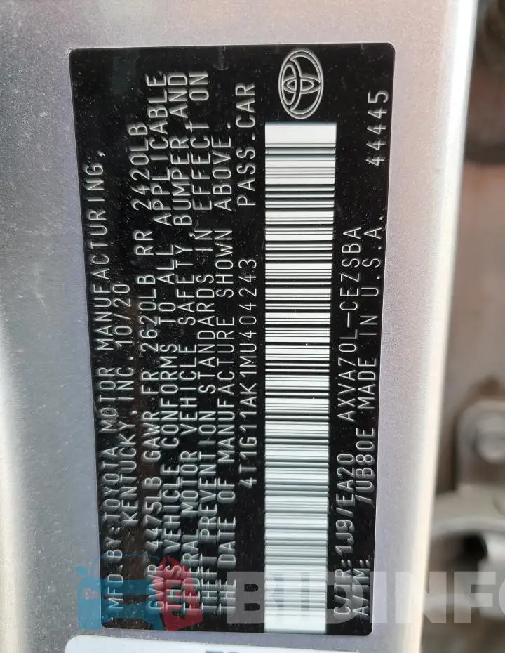 4T1G11AK1MU404243 Photo# 12