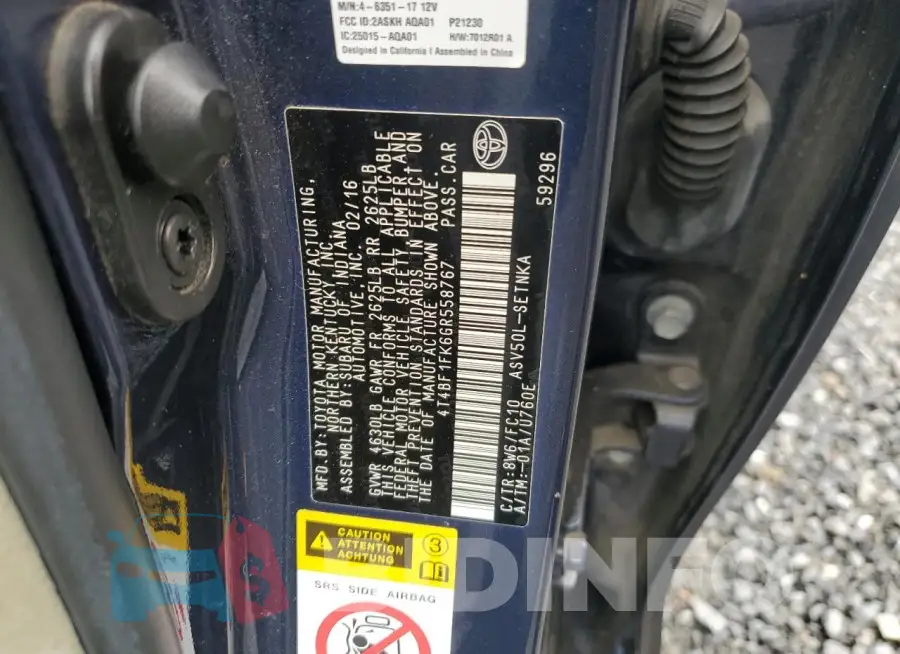 4T4BF1FK6GR558767 Photo# 12