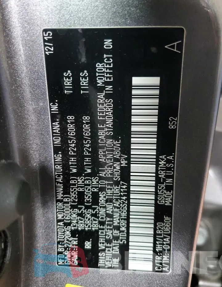 5TDJKRFH6GS241147 Photo# 14