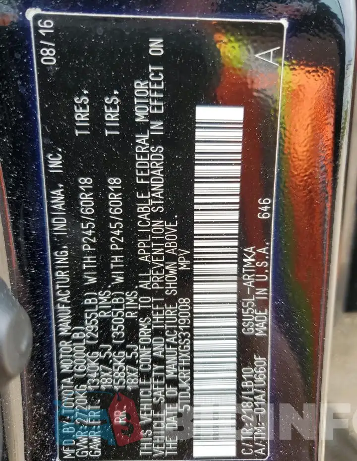 5TDJKRFHXGS319008 Photo# 14