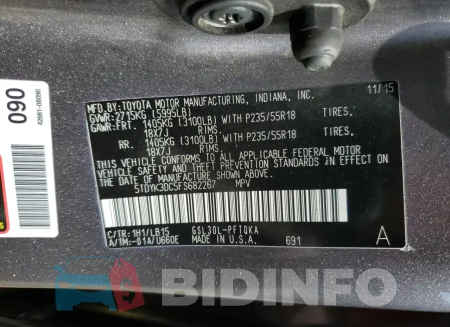 5TDYK3DC5FS682267 Photo# 14
