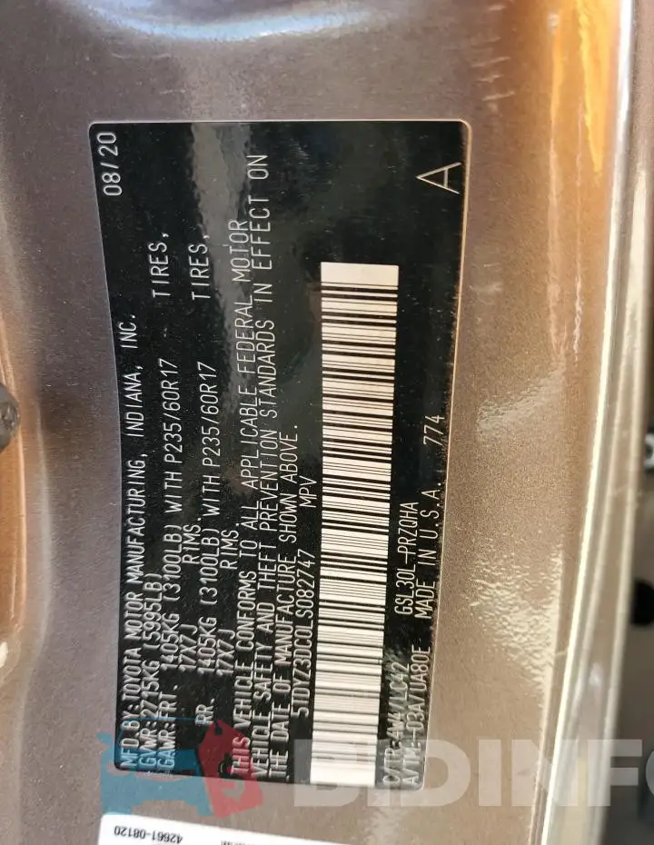 5TDYZ3DC0LS082747 Photo# 13