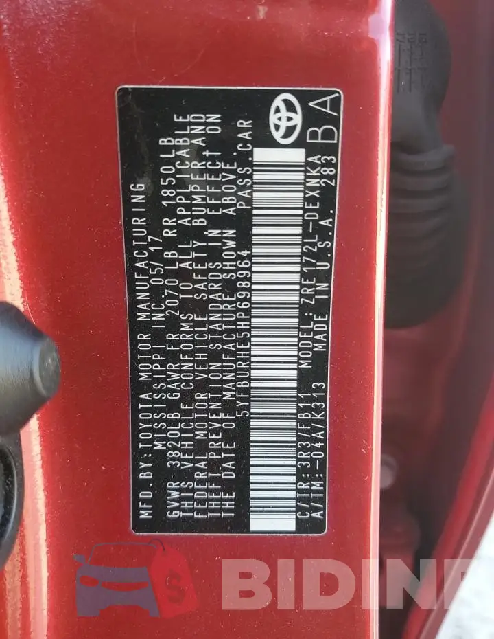 5YFBURHE5HP698964 Photo# 13